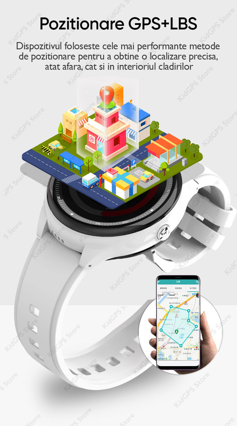 Ceas smartwatch GPS copii Techone KT26, Roz Ceas smartwatch GPS copii Techone KT26, Roz